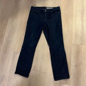 DKNY Jeans Womens Denim Straight Leg Size 10 Dark Blue Wash Jeans Whisker Fade